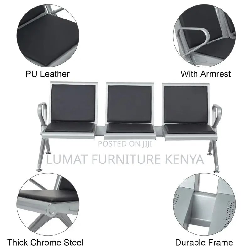 Padded Heavy Duty 3-Seater Waiting Bench – Durable