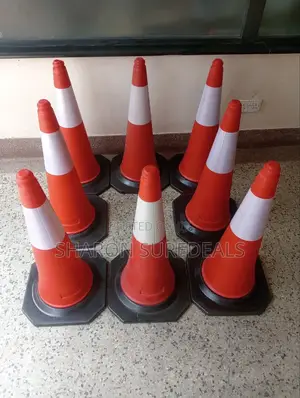 75mm White/Red Safety Traffic Cone