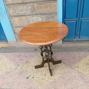 Mahogany Table With Heavy-Duty Metal Frame.