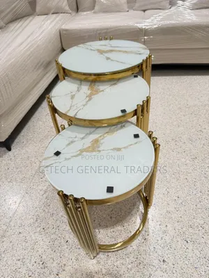 Pure Marble Table Luxurious 3in1white With Golden Legs