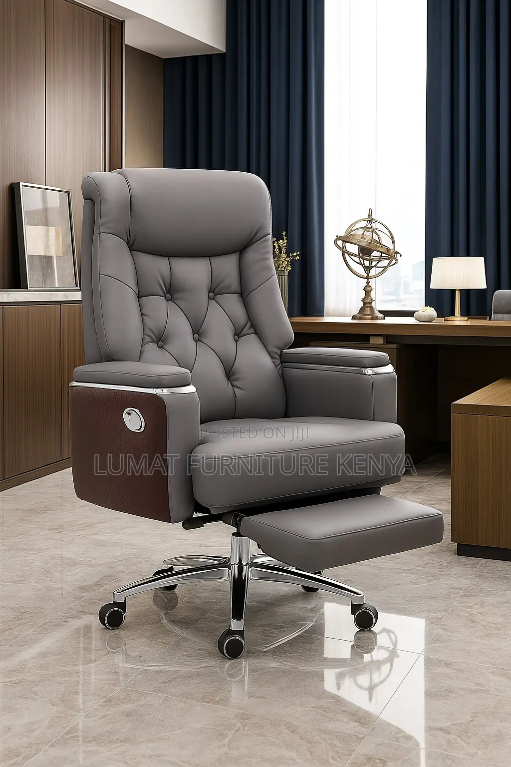 Footrest Reclining Boss Leather Office Seat