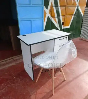 All White Office Desk and Chair