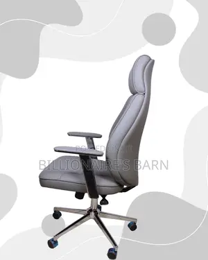 Plush Grey Executive Leather Office Chair — Great for Study or Work