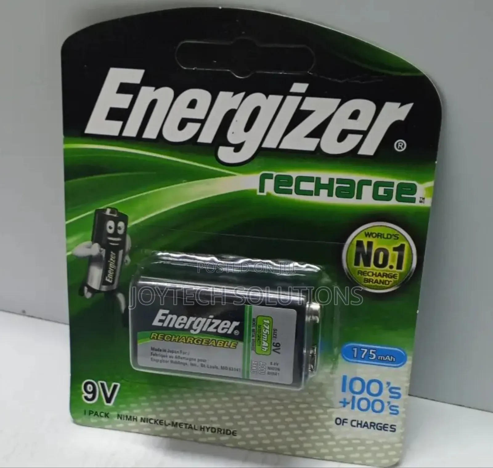 Energizer Rechargeable 9v. 175mah Rechargeable Brand.