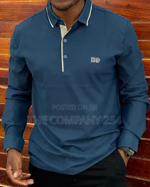 Casual Longsleeved Collar Plain Brand Tshirt Available