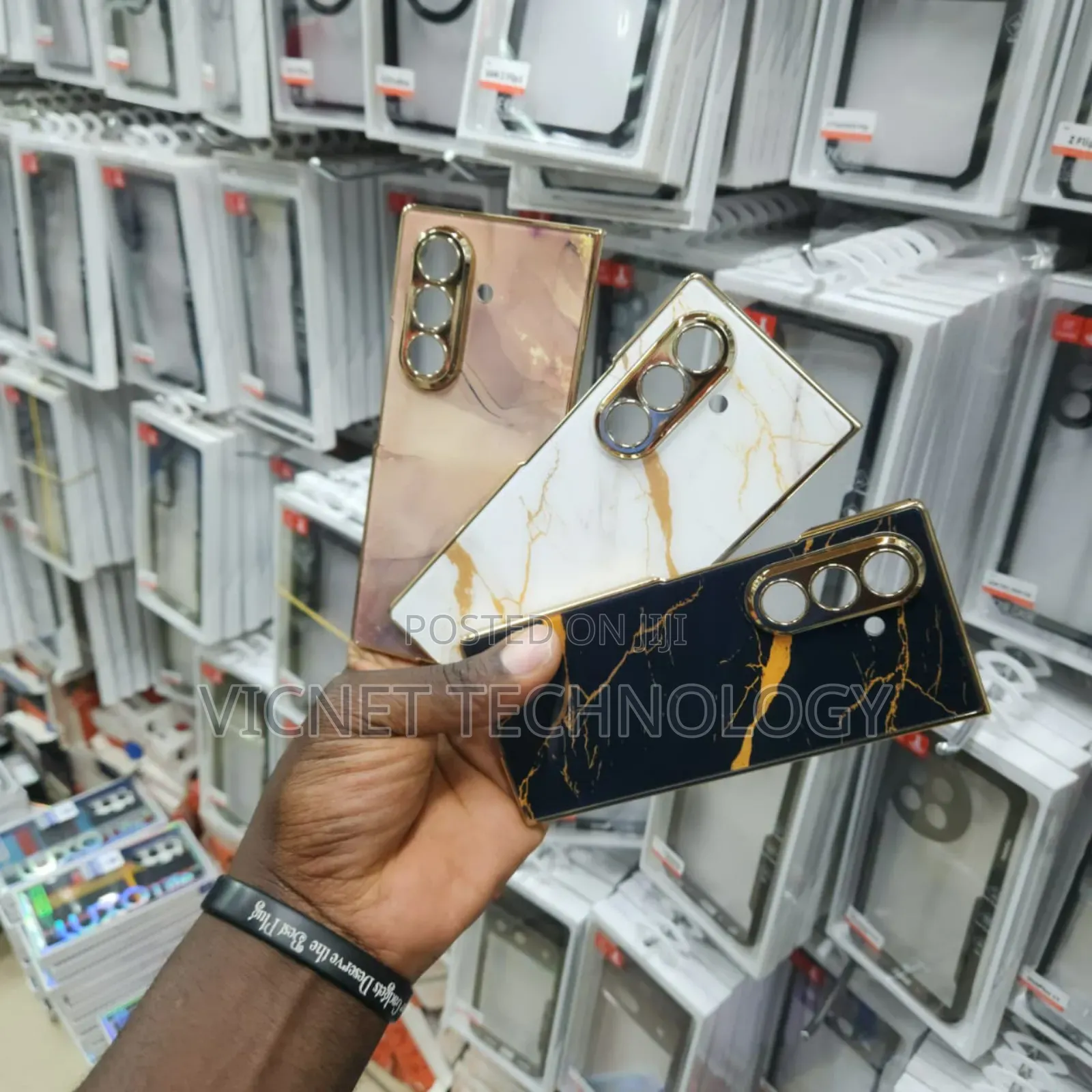 Samsung Galaxy Fold 3, 4, 5, 6, 7 Marble Case With Screen Protector