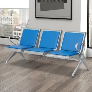 Padded Metallic Waiting Bench – Blue Seats