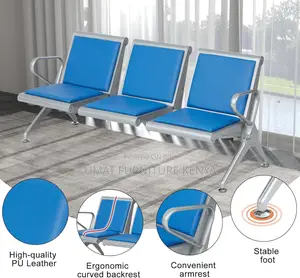 Padded Metallic Waiting Bench – Blue Seats