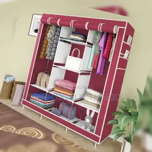 3-Column Wooden Wardrobe - 5 Colors! (Pink/Purple/Brown/Maroon/Grey)