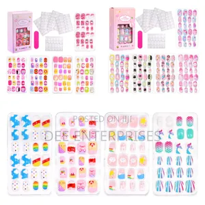 24pcs Cartoon Pattern Fake Nails With Jelly Glue and File