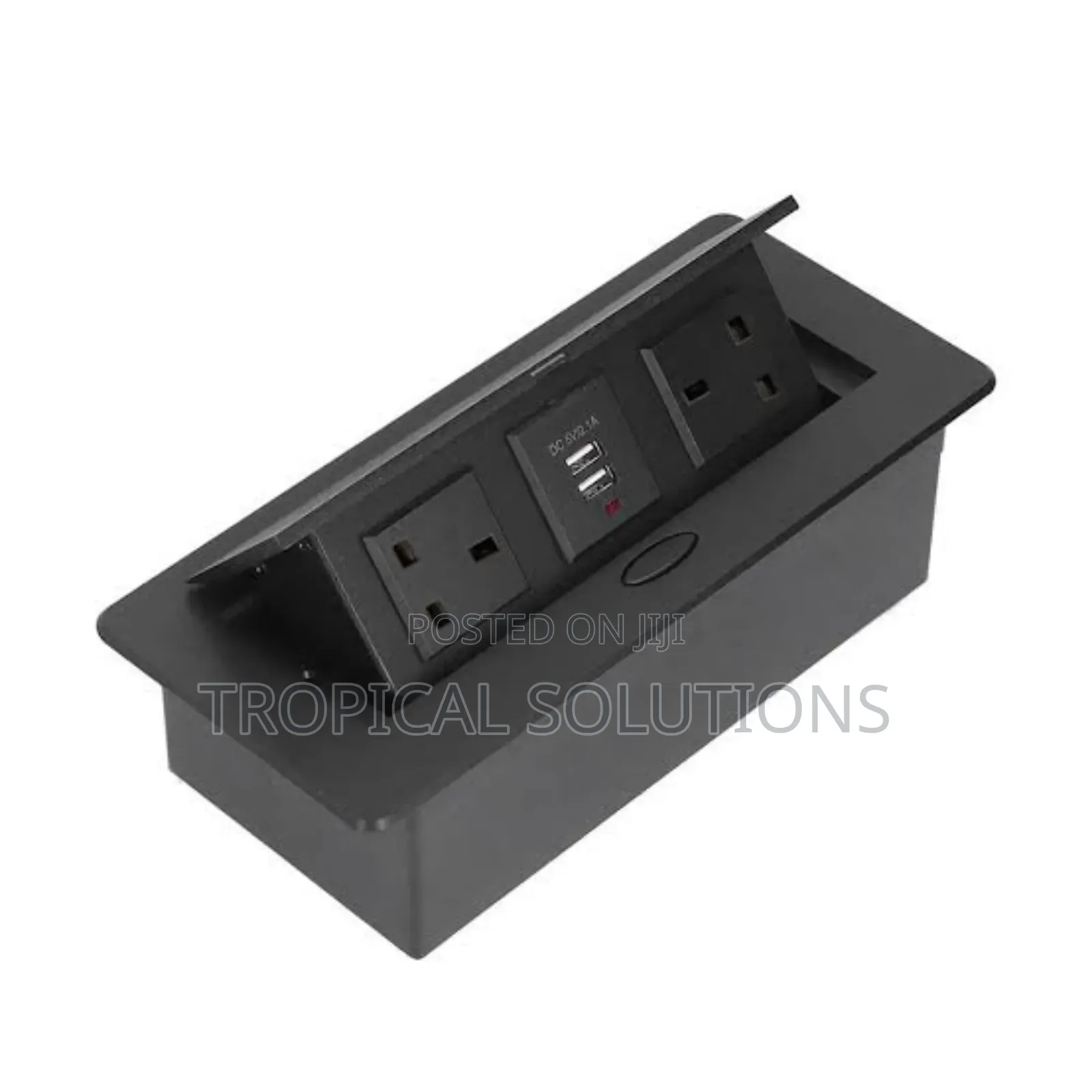 Black Flip Up Socket With 2 Universal Sockets