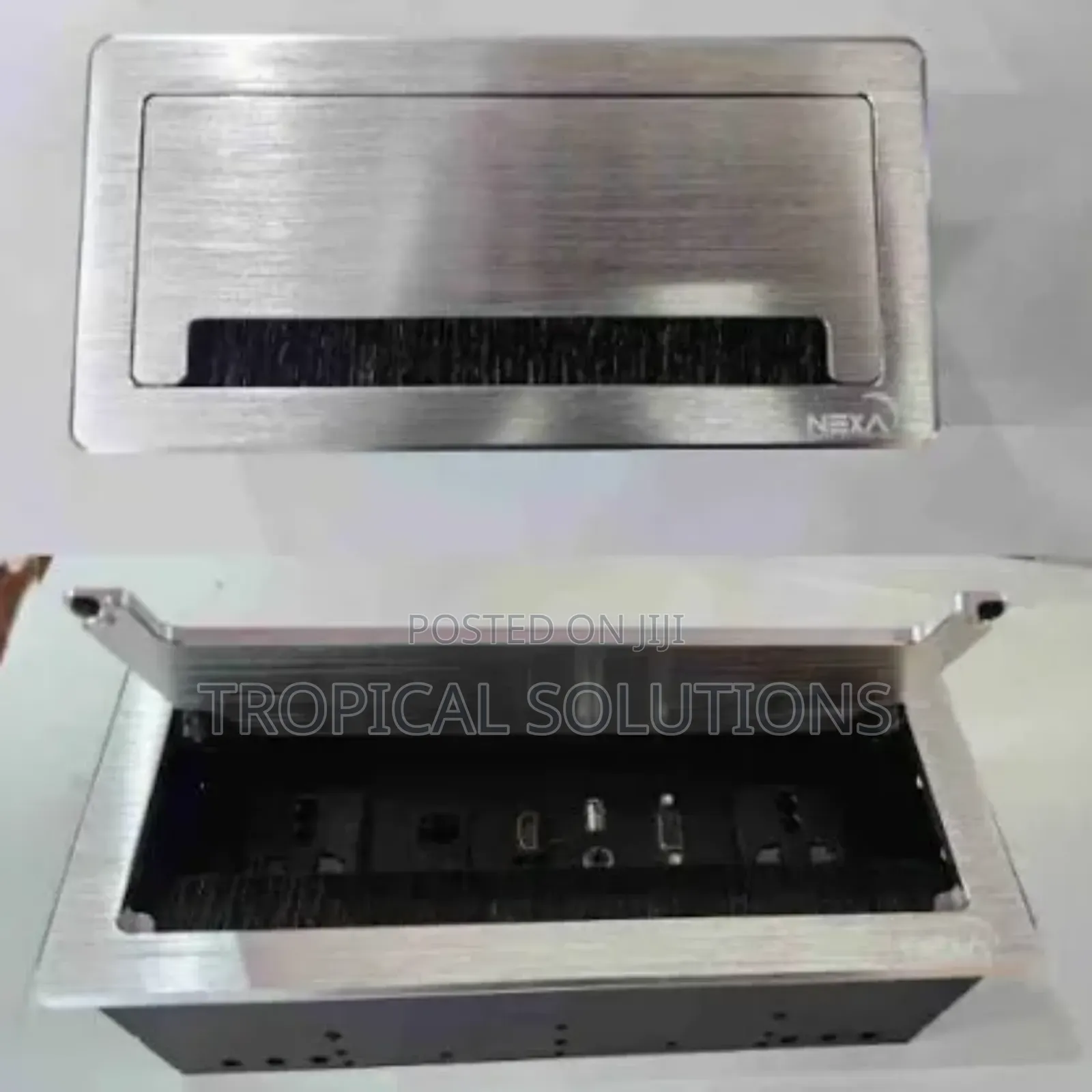 Silver Flip Up Socket With 2 Universal Sockets 1 Cat6 Internet Port