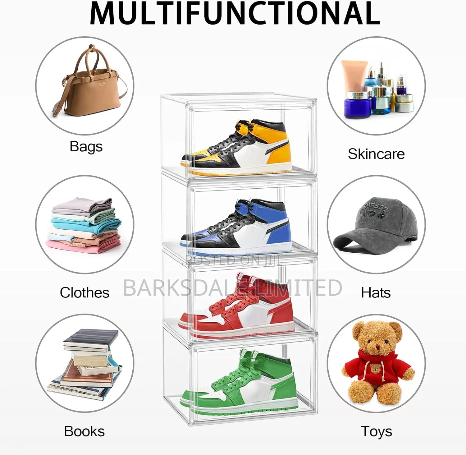 Organizer Shoe Box Stackable Clear Transparent Display Acrylic Plastic