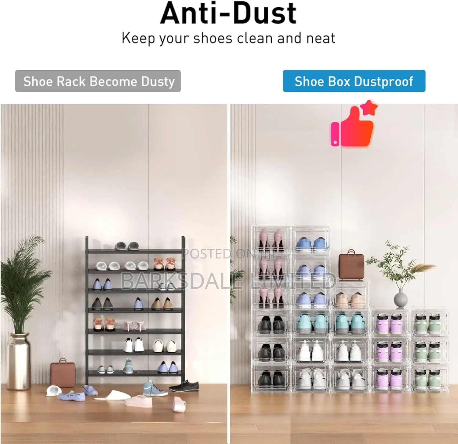 Organizer Shoe Box Stackable Clear Transparent Display Acrylic Plastic