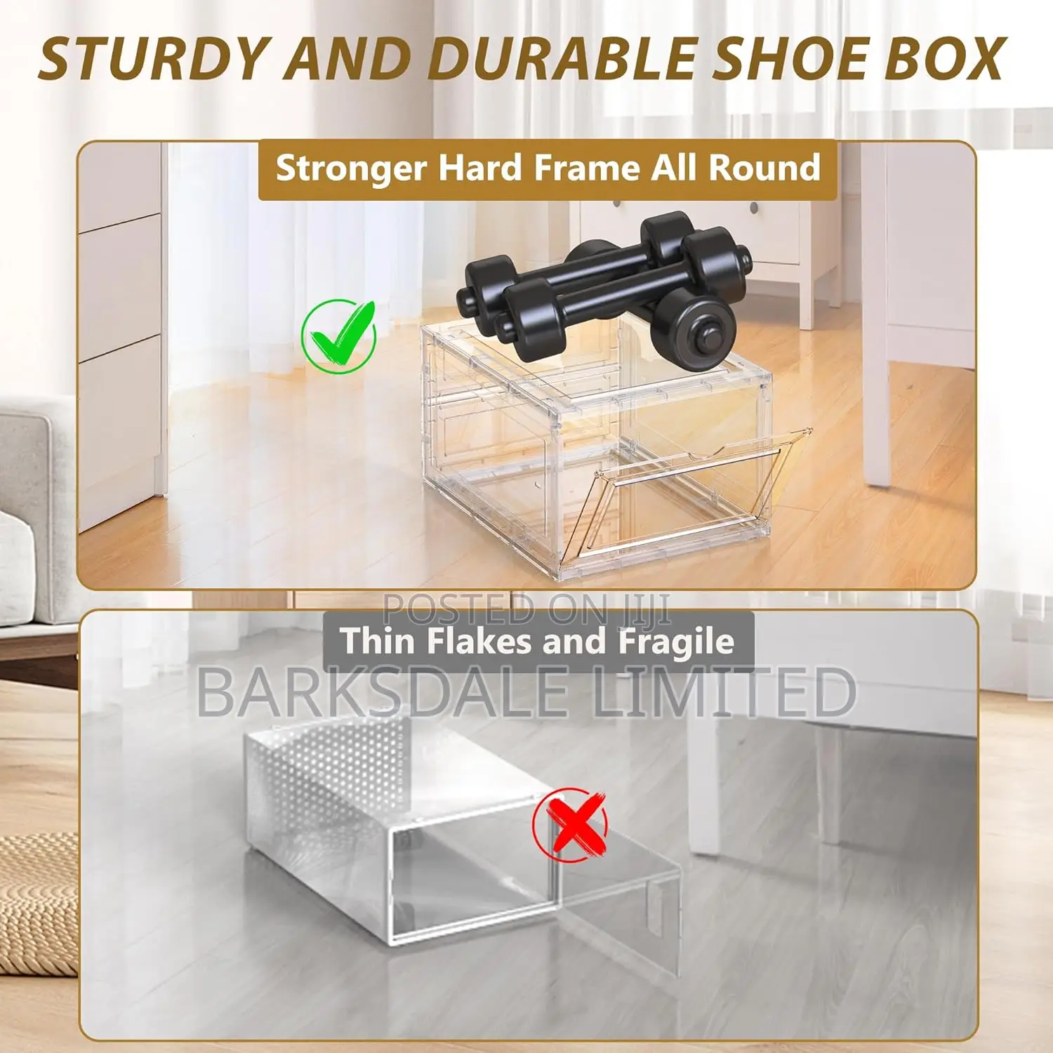 Organizer Shoe Box Stackable Clear Transparent Display Acrylic Plastic