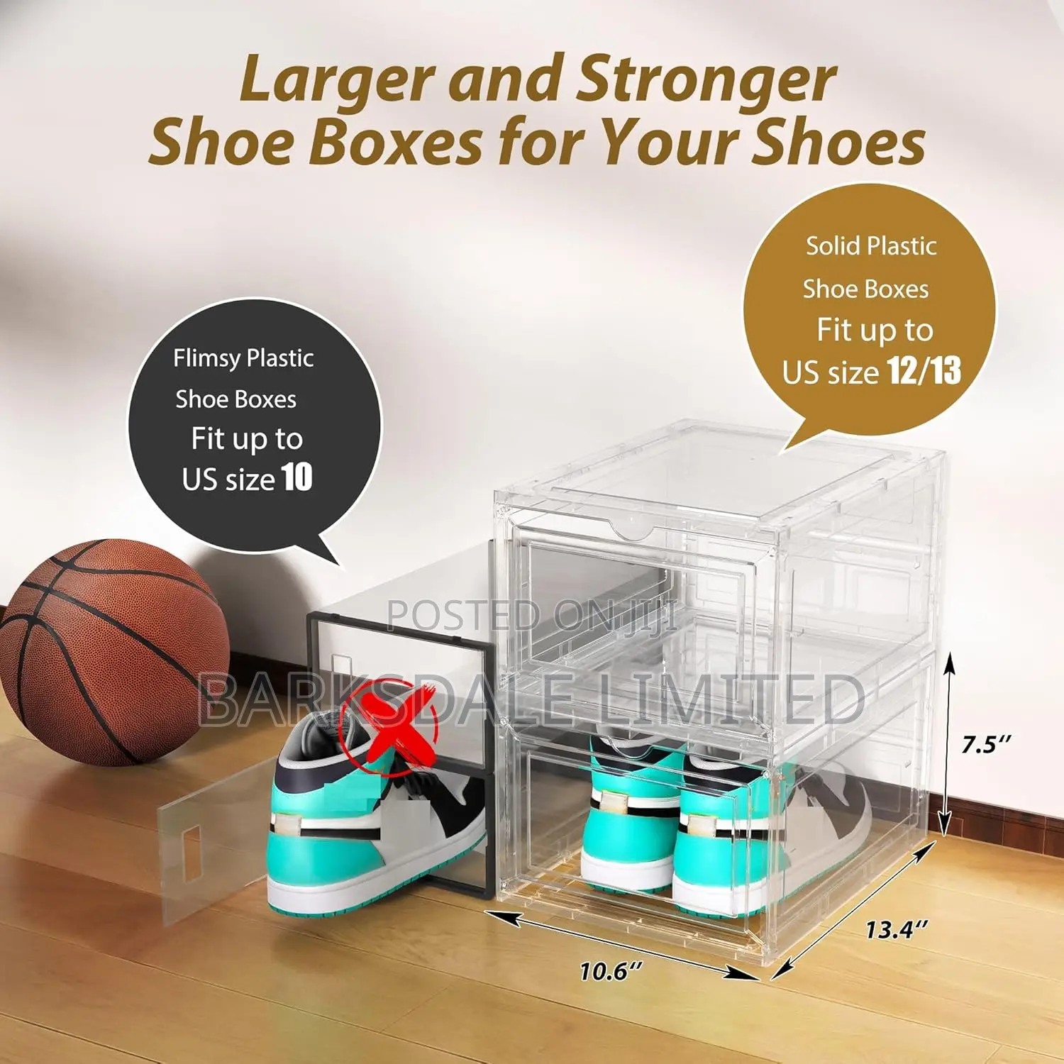 Organizer Shoe Box Stackable Clear Transparent Display Acrylic Plastic