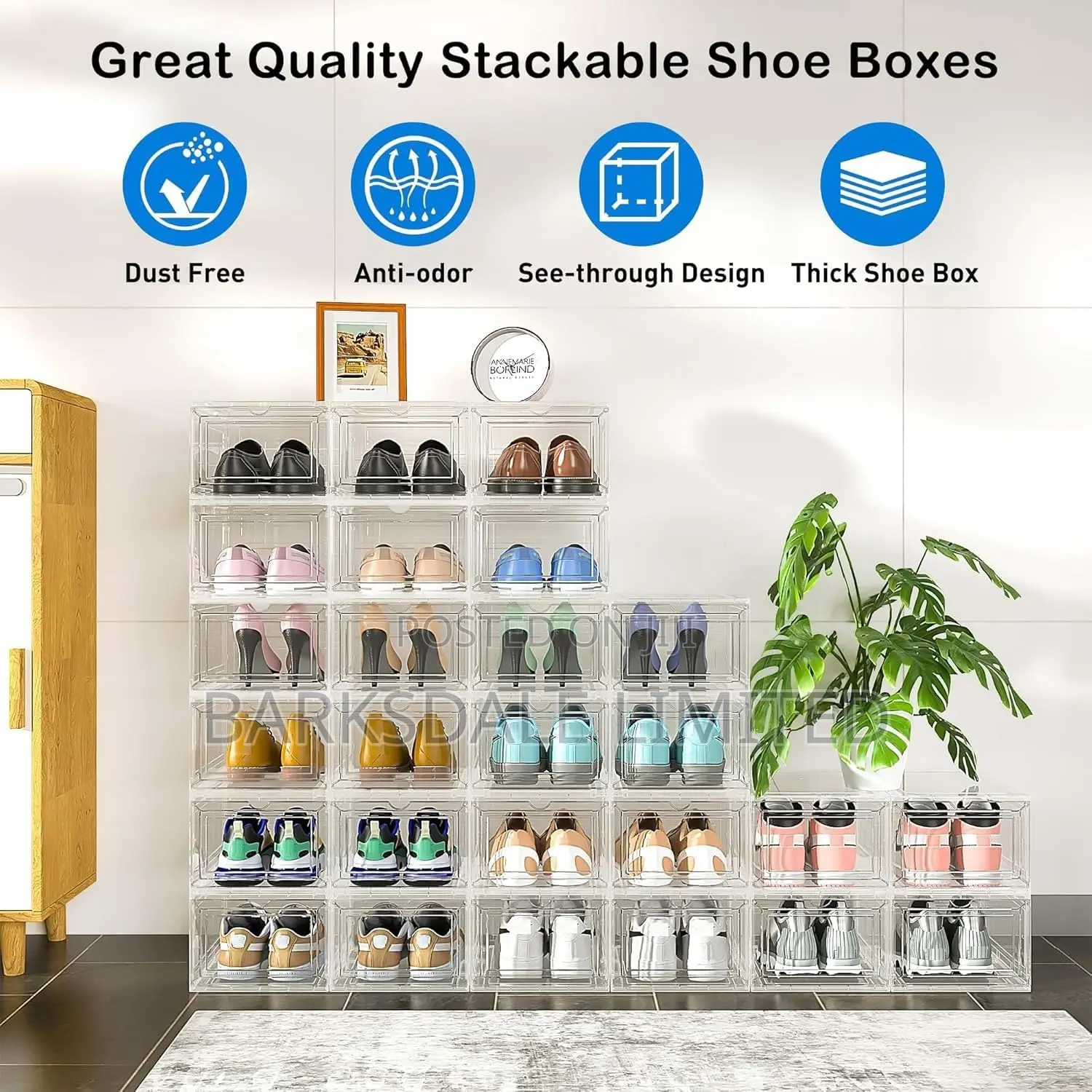 Organizer Shoe Box Stackable Clear Transparent Display Acrylic Plastic