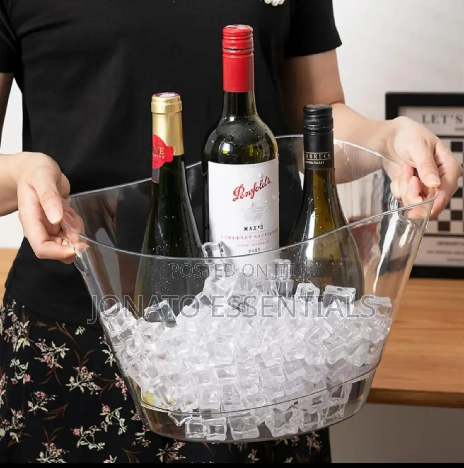 Acrylic Ice Bucket for Drinks, Clear Ice Tub Cooler
