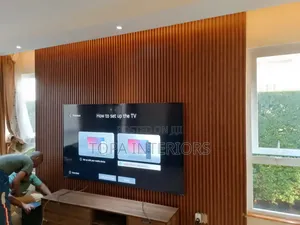 Living Room Wall Decor WPC Fluted Wall Panels Installation