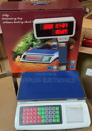 Maximum Weight 50kg
- 40 Memory Key, Receipt Scale