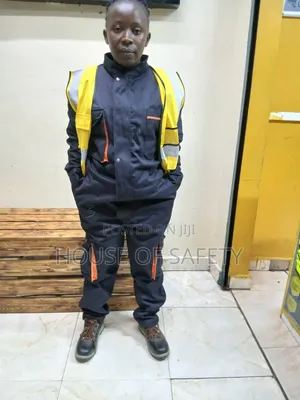 Navy Blue Cargo-Style Specialized Construction Coveralls