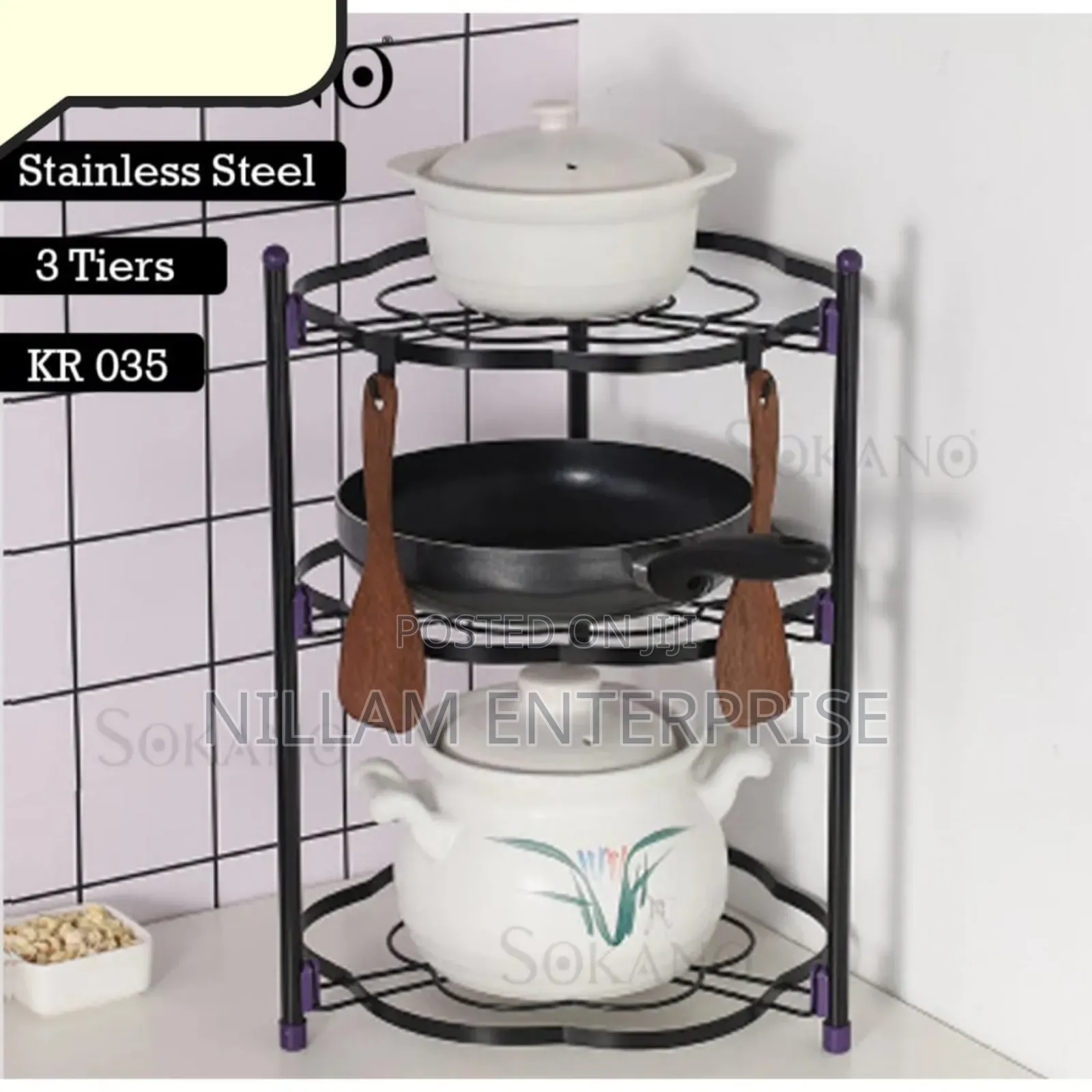 High Quality Three Layers Creative Kitchenware Organizer Pot Rack