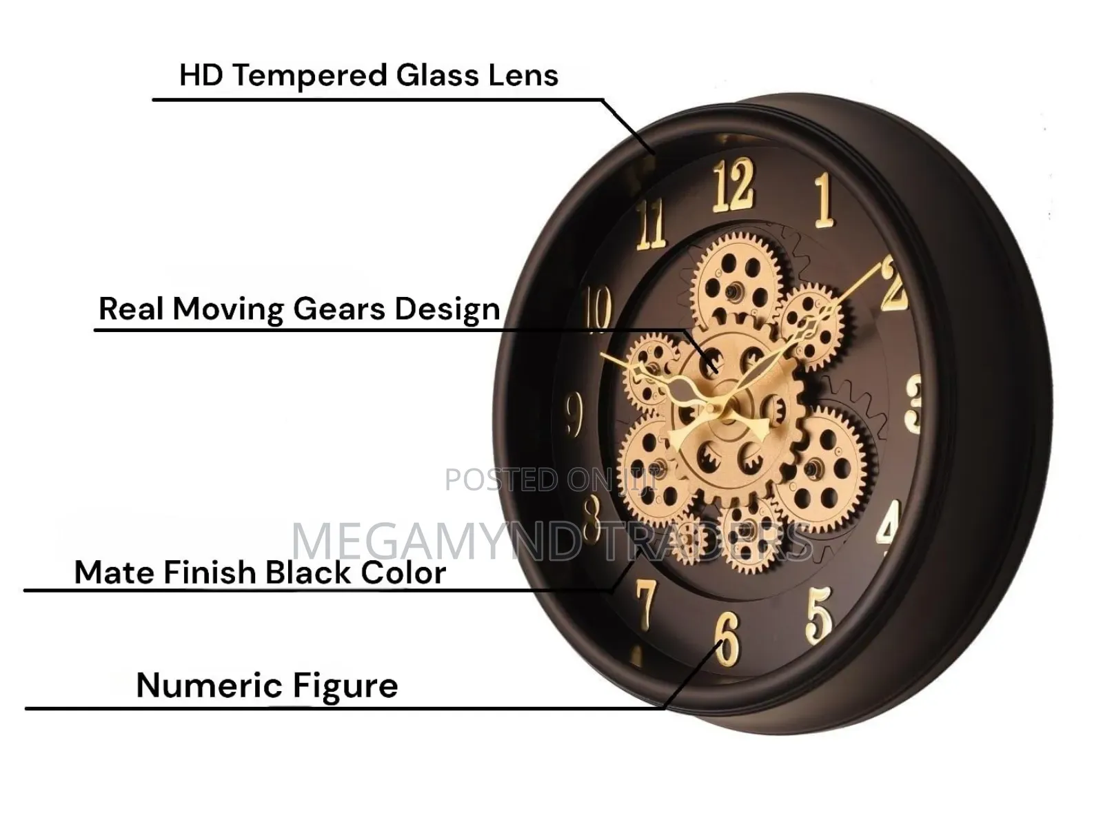 Rotating Moving Gear Wall Clock