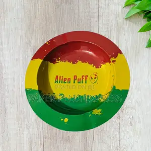 Alien Puff Rasta Metallic Ashtray - 14cm