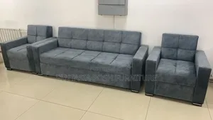 5 Seater Ash Grey Fabric Sofa - Pay on Delivery