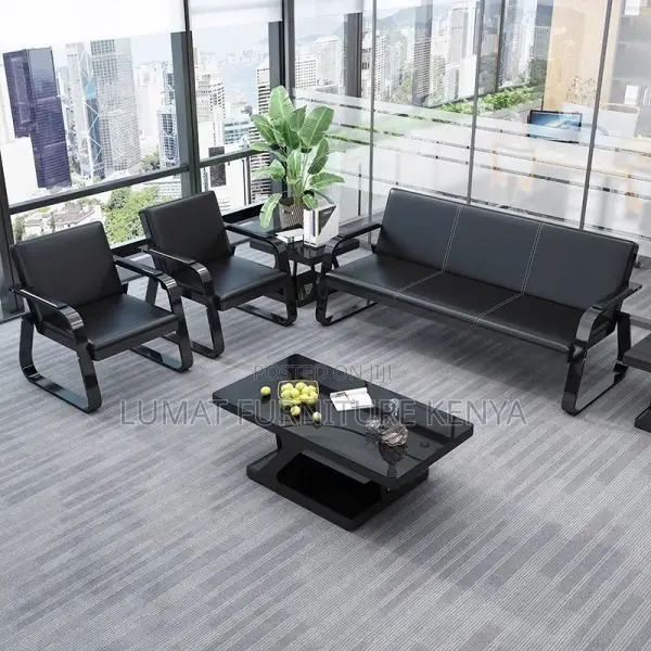 Comfortable Black Office Reception Sofa