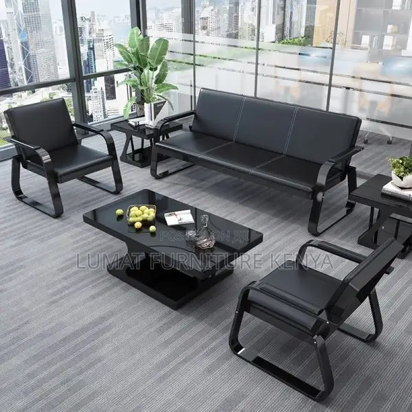 Comfortable Black Office Reception Sofa