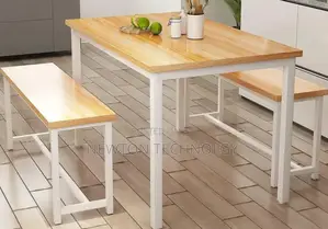Modern 4-Seater Dining Set With 2 Space-Saving Benches