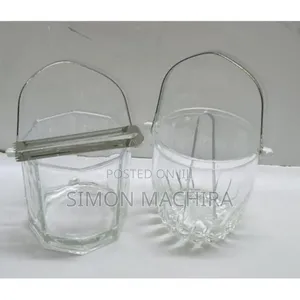 1l Glass Ice Bucket With Tongs