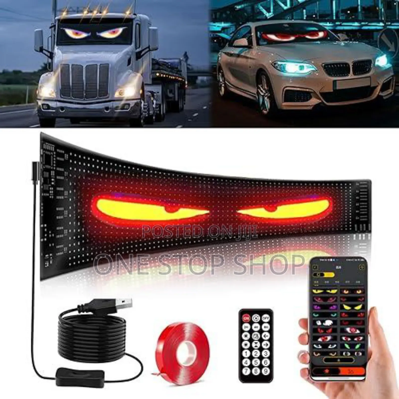 37cm Car Windscreen Led Matrix Panel Bluetooth Control App Sign