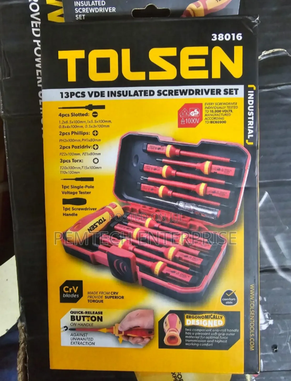 Tolsen 13-Piece Vde Insulated Screwdriver Set (Model 38016).