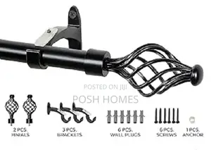 Black 3m Extendable Curtain Rods