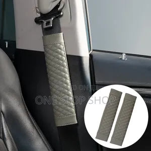 2x Grey Leather Seat Belt Shoulder Cover Straps