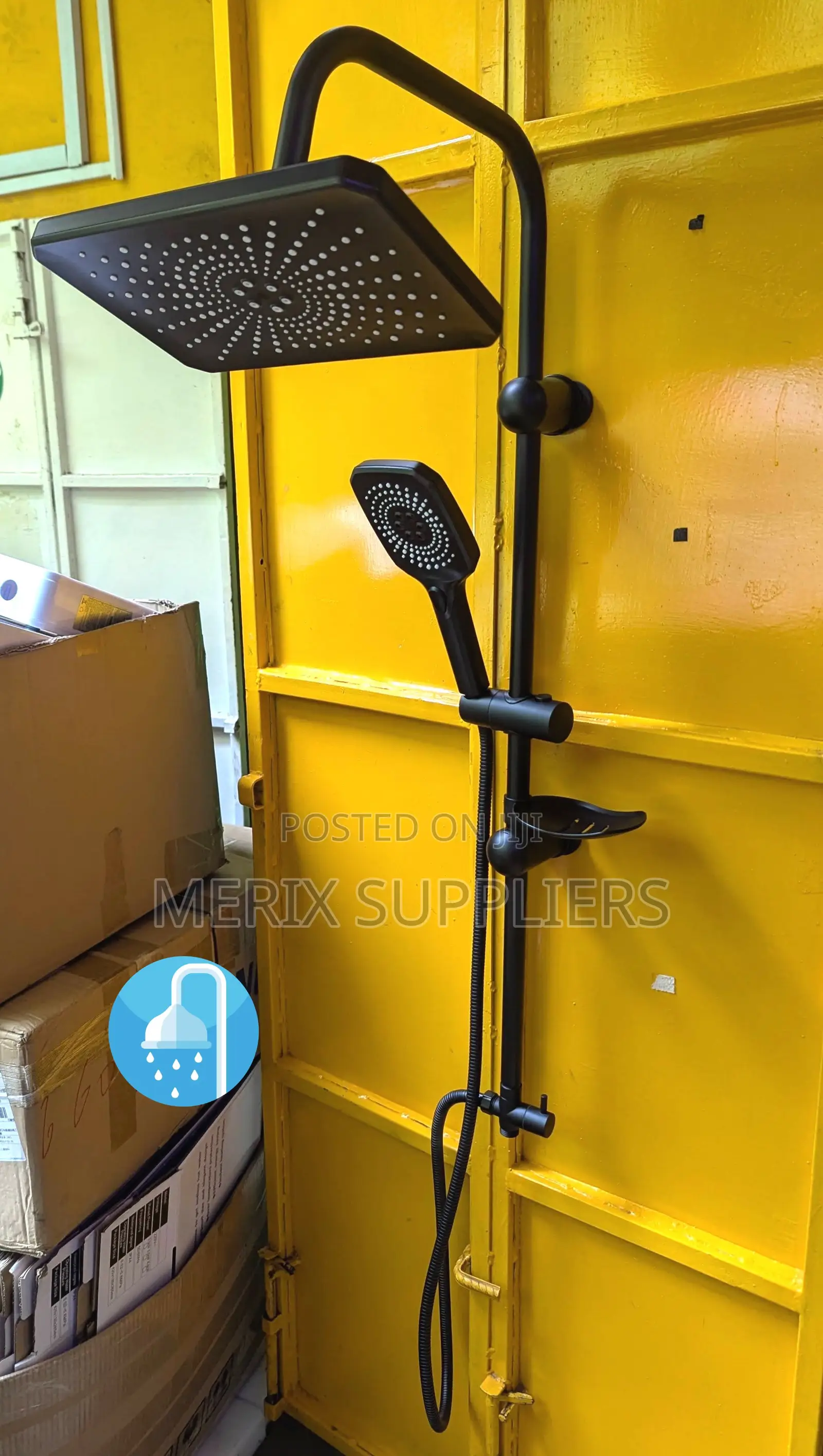 Black Rain Shower Set