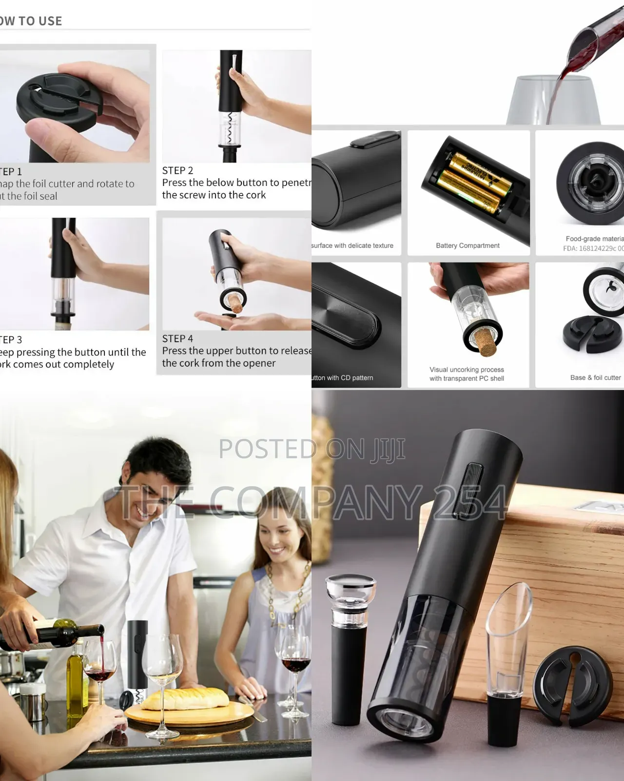 Electric Wine Openers Set Without Stand 4- In-1 Automatic Corkscrew