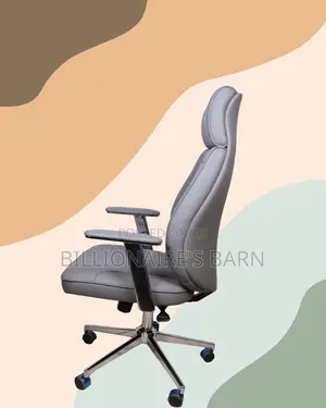 Grey Executive Leather Office Chair (Adjustable) — Restocked!