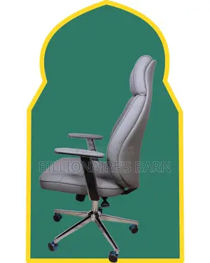 Grey Executive Leather Office Chair | Imported Padded Armrests