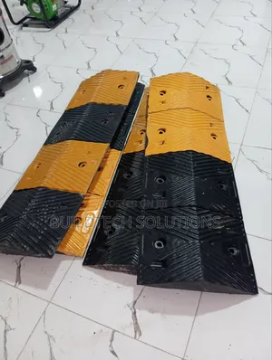 Reflective Rubber Speed Bumps in Industrial Area
