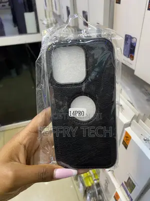 Bivar Leather Back Cover With Apple Logo Cut Case for iPhone 14 Pro