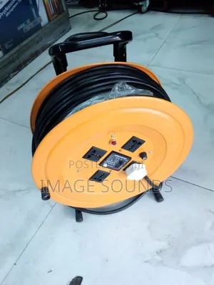 Heavy-Duty Cable Extension Reel With Multiple Sockets.