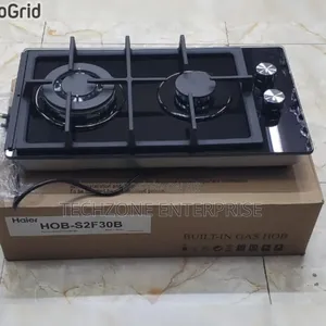 Haier Glass Inbuilt 2 Burner With Wok Burner Hob Cooker - Black