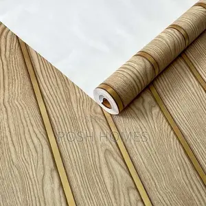 Fluted Brown Peel and Stick Wallpapers
