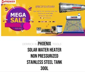 Phoenix 300l Solar Water Heater Non-Pressurized Stainless Steel Tank