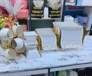 *24 PCS Wavy White Gold Dinner Set