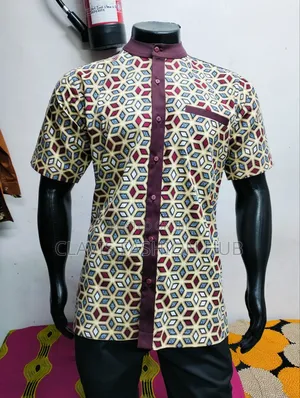 Geometric Print African Shirt for Men
