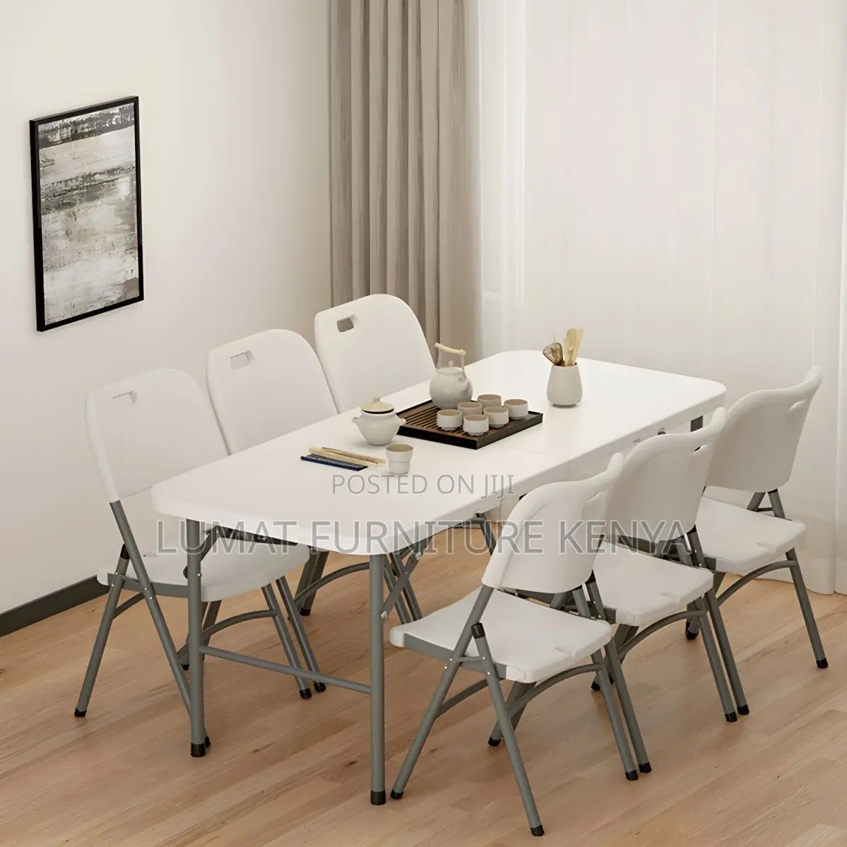White Portable Folding Dining Table